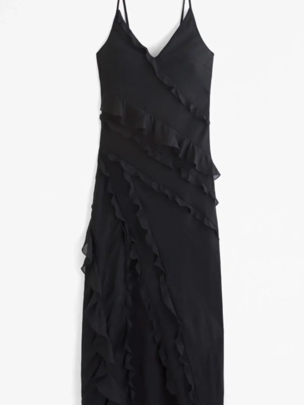 Abercrombie & Fitch Women's Black Asymmetrical Ruffle Dress XS P